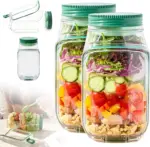 Leak-Resistant Salad Container with Dressing Cup & Side Opening - Travel-Friendly Lunch Box (Green) - Image 2