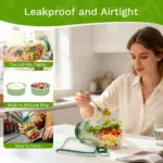 Leak-Resistant Salad Container with Dressing Cup & Side Opening - Travel-Friendly Lunch Box (Green) - Image 4