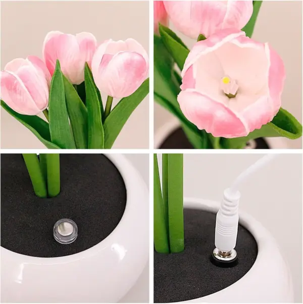 LED Tulip Table Lamp with Vase - Adjustable Brightness & Color Modes USB Powered - Image 22