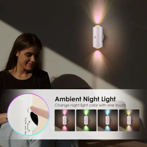 LED Motion Sensor Night Lights - 7-Color Rechargeable Magnetic Lamps - Image 27