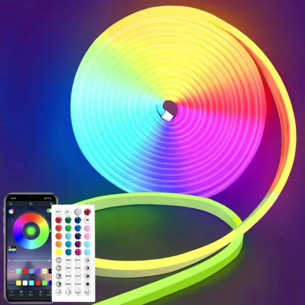 RGB Neon LED Strip Lights - Music Sync Waterproof Flexible DIY Light for Bedroom & Gaming Room - Image 1