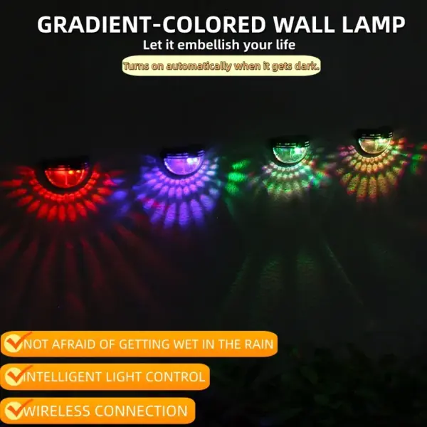 Solar Fence & Wall Lights with Motion Sensor - Rechargeable Multi-Color LED Outdoor Lamp - Image 24