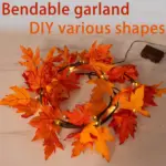 Boho Macrame Wall Hanging Shelf with Lighted Fall Garland - 2-Pack Floating Shelves - Image 4