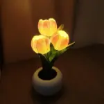 LED Tulip Table Lamp with Vase - Adjustable Brightness & Color Modes USB Powered