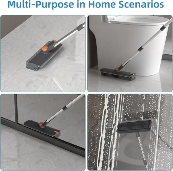 3-in-1 Stiff Bristle Floor Scrubber with Long Handle & Squeegee - Image 6