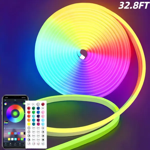 RGB Neon LED Strip Lights - Music Sync Waterproof Flexible DIY Light for Bedroom & Gaming Room - Image 15