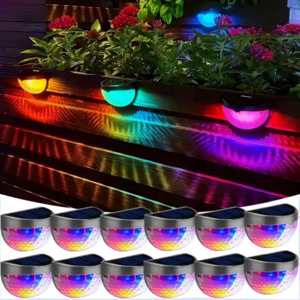 Solar Fence & Wall Lights with Motion Sensor - Rechargeable Multi-Color LED Outdoor Lamp - Image 14
