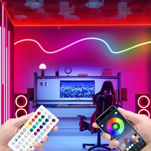 RGB LED Neon Rope Lights - 16.4/32.8 ft Flexible App-Controlled Light Strip with Music Sync - Image 4