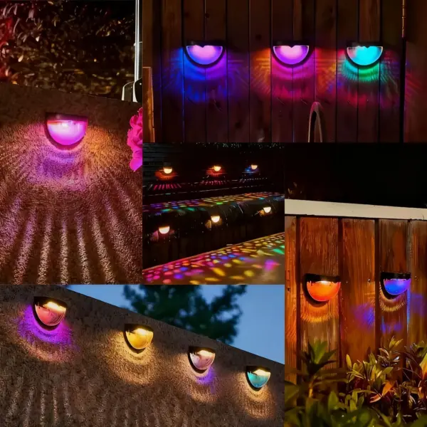 Solar Fence & Wall Lights with Motion Sensor - Rechargeable Multi-Color LED Outdoor Lamp - Image 19