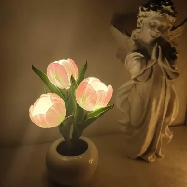 LED Tulip Table Lamp with Vase - Adjustable Brightness & Color Modes USB Powered - Image 21