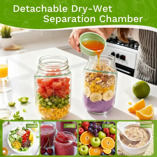 Leak-Resistant Salad Container with Dressing Cup & Side Opening - Travel-Friendly Lunch Box (Green) - Image 7