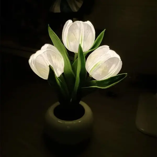 LED Tulip Table Lamp with Vase - Adjustable Brightness & Color Modes USB Powered - Image 9
