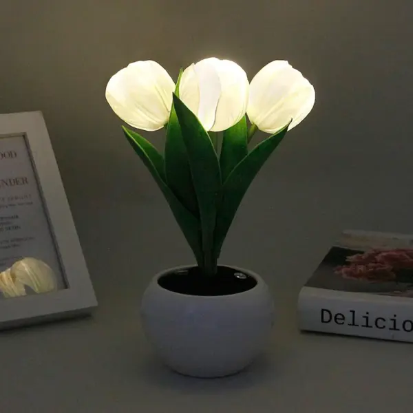 LED Tulip Table Lamp with Vase - Adjustable Brightness & Color Modes USB Powered - Image 16