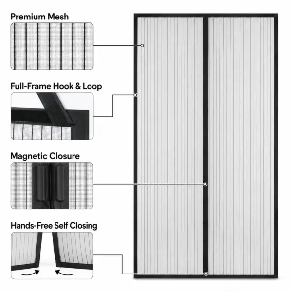 Magnetic Screen Door – Self Closing Mosquito Net Mesh Curtain for Patio & Sliding Doors - Image 4