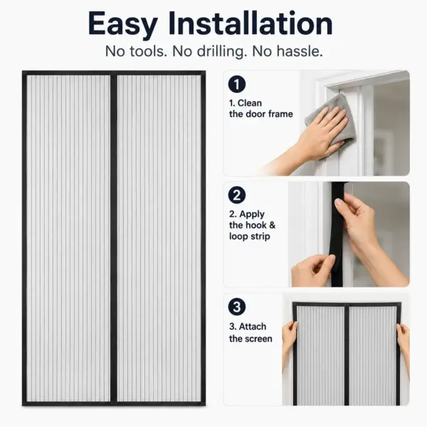 Magnetic Screen Door – Self Closing Mosquito Net Mesh Curtain for Patio & Sliding Doors - Image 5