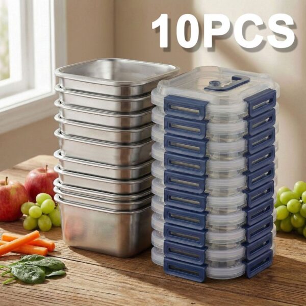 Extra-Large Stainless Steel Food Storage Containers with Blue Lids - Airtight & Leak-Proof - Image 14