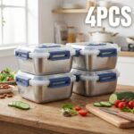 Extra-Large Stainless Steel Food Storage Containers with Blue Lids - Airtight & Leak-Proof - Image 45