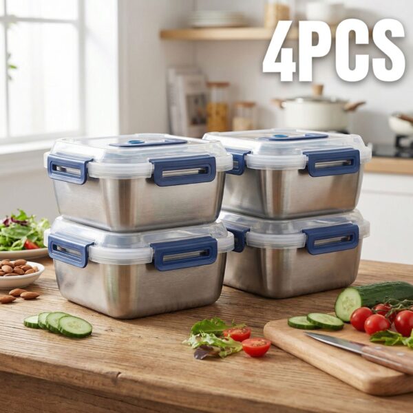 Extra-Large Stainless Steel Food Storage Containers with Blue Lids - Airtight & Leak-Proof - Image 45