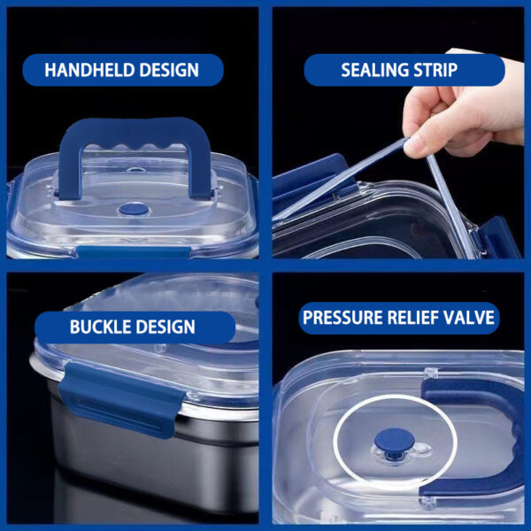 Extra-Large Stainless Steel Food Storage Containers with Blue Lids - Airtight & Leak-Proof - Image 59
