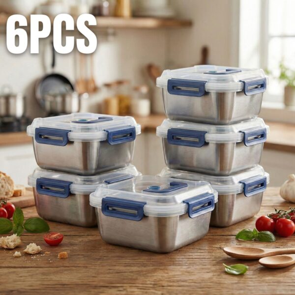Extra-Large Stainless Steel Food Storage Containers with Blue Lids - Airtight & Leak-Proof - Image 56