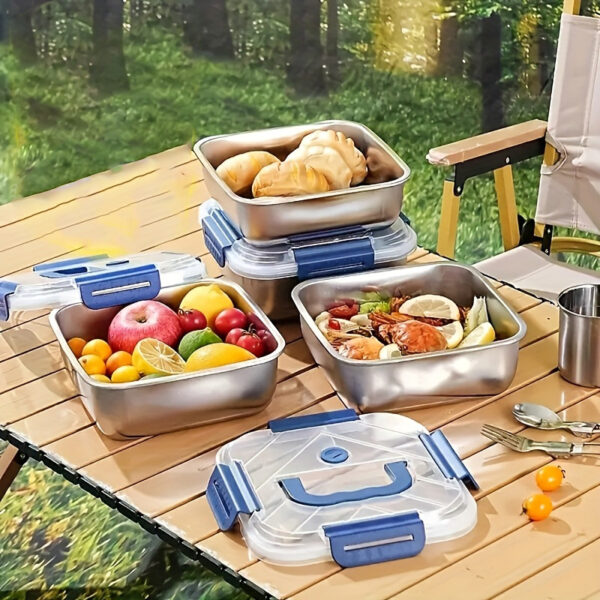 Extra-Large Stainless Steel Food Storage Containers with Blue Lids - Airtight & Leak-Proof - Image 67