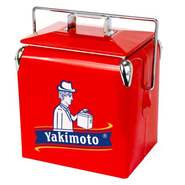 Classic Retro Metal Ice Chest - 13L (14Qt) Portable Cooler with Bottle Opener - Red - Image 2