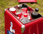 Classic Retro Metal Ice Chest - 13L (14Qt) Portable Cooler with Bottle Opener - Red - Image 9