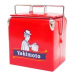 Classic Retro Metal Ice Chest - 13L (14Qt) Portable Cooler with Bottle Opener - Red