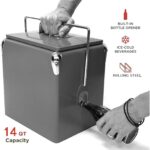 Classic Retro Metal Ice Chest - 13L (14Qt) Portable Cooler with Bottle Opener - Red - Image 6