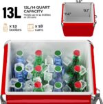 Classic Retro Metal Ice Chest - 13L (14Qt) Portable Cooler with Bottle Opener - Red - Image 7