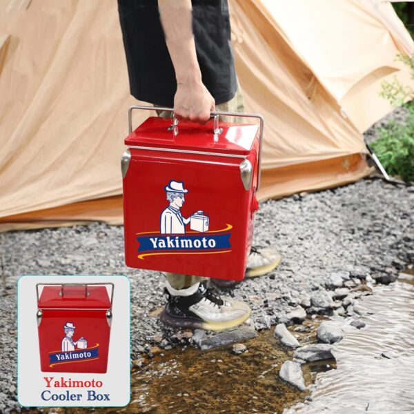 Classic Retro Metal Ice Chest - 13L (14Qt) Portable Cooler with Bottle Opener - Red - Image 8