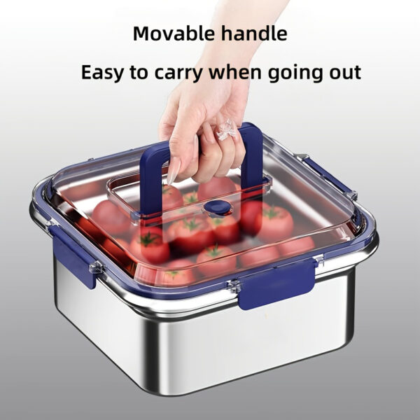 Extra-Large Stainless Steel Food Storage Containers with Blue Lids - Airtight & Leak-Proof - Image 35