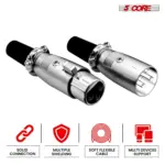 5 Core 3 Pin XLR Male and Female to 1/4 Inch Audio Jack Locking Connector Set - Image 4