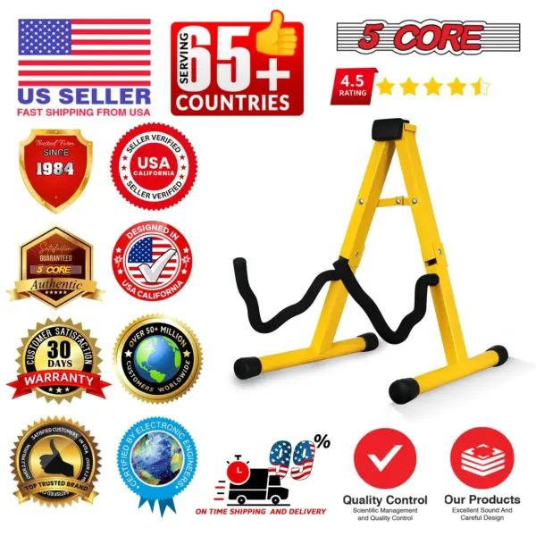 5 Core A Frame Guitar Stand with Foam Arms for Acoustic Electric and Bass Guitars - Image 46