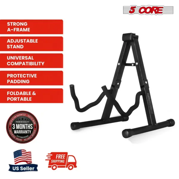 5 Core A Frame Guitar Stand with Foam Arms for Acoustic Electric and Bass Guitars - Image 13