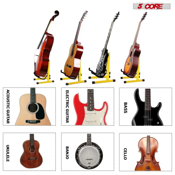 5 Core A Frame Guitar Stand with Foam Arms for Acoustic Electric and Bass Guitars - Image 43