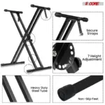 5 Core Heavy Duty Double X Keyboard Stand Adjustable for 61 76 and 88 Key Keyboards - Image 12