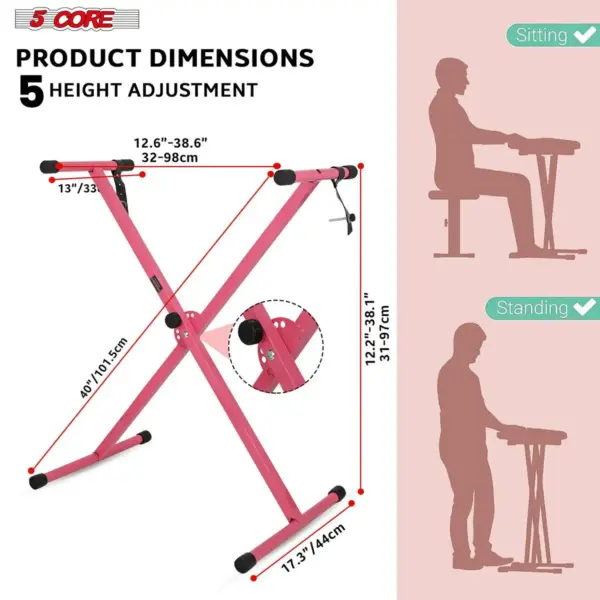 5 Core Single X Keyboard Stand Adjustable for 61 76 and 88 Key Keyboards - Image 2