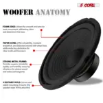 5 Core 6 Inch Car Audio Subwoofer 300W 4 Ohm Replacement Bass Speaker - Image 15