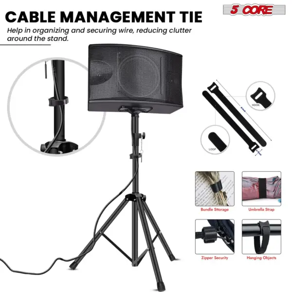 5 Core Adjustable Short Tripod Speaker Stand for PA and Studio Monitors - Image 6