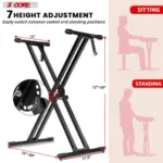 5 Core Heavy Duty Double X Keyboard Stand Adjustable for 61 76 and 88 Key Keyboards - Image 10