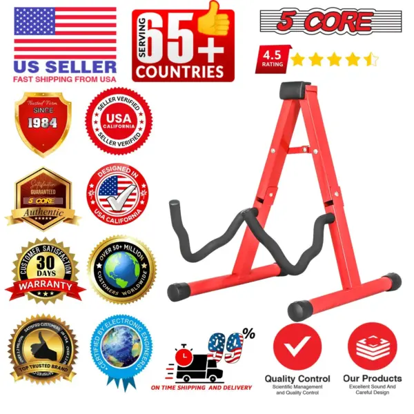 5 Core A Frame Guitar Stand with Foam Arms for Acoustic Electric and Bass Guitars - Image 66