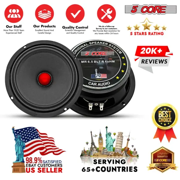 5 Core 6.5 Inch Midrange Car Door Speaker 360W 4 Ohm with Aluminum Bullet - Image 12