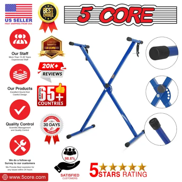 5 Core Single X Keyboard Stand Adjustable for 61 76 and 88 Key Keyboards - Image 20