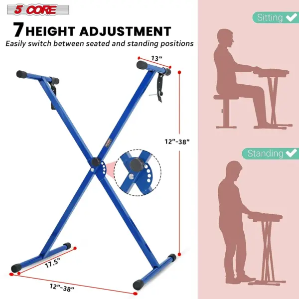 5 Core Single X Keyboard Stand Adjustable for 61 76 and 88 Key Keyboards - Image 18