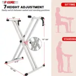 5 Core Heavy Duty Double X Keyboard Stand Adjustable for 61 76 and 88 Key Keyboards - Image 2