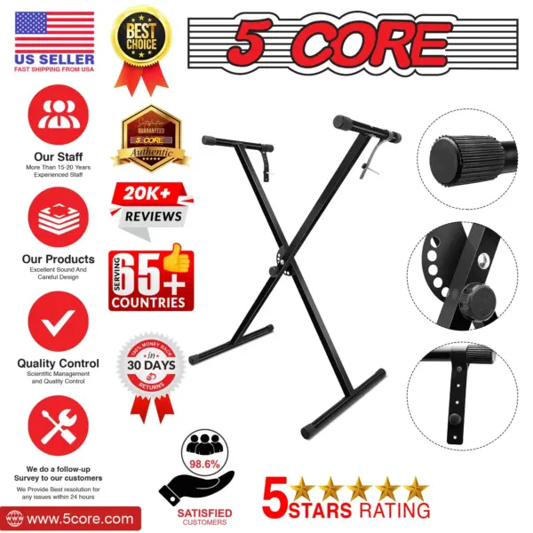 5 Core Single X Keyboard Stand Adjustable for 61 76 and 88 Key Keyboards - Image 29