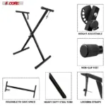 5 Core Single X Keyboard Stand Adjustable for 61 76 and 88 Key Keyboards - Image 25