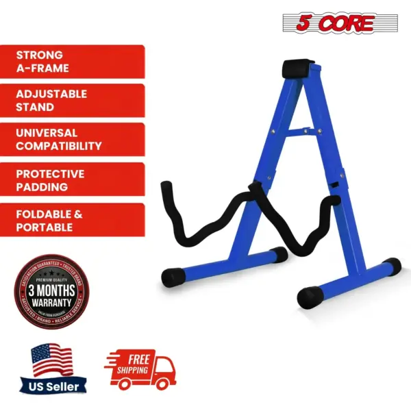 5 Core A Frame Guitar Stand with Foam Arms for Acoustic Electric and Bass Guitars - Image 39