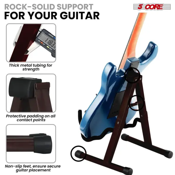 5 Core A Frame Guitar Stand with Foam Arms for Acoustic Electric and Bass Guitars - Image 6